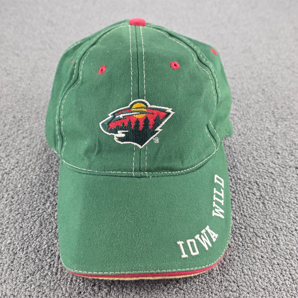 Iowa Wild AHL Hockey Baseball Cap Mens Green Sportswear Strapback Hat OSFA